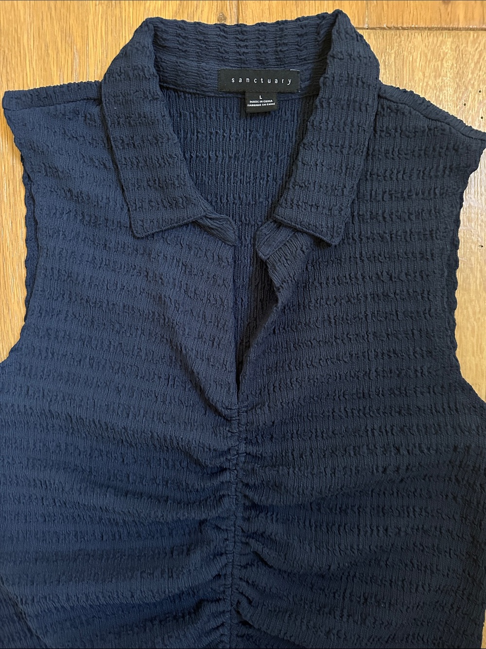 NWOT Sanctuary Sleeveless Blouse Navy size L - Picture 4 of 5